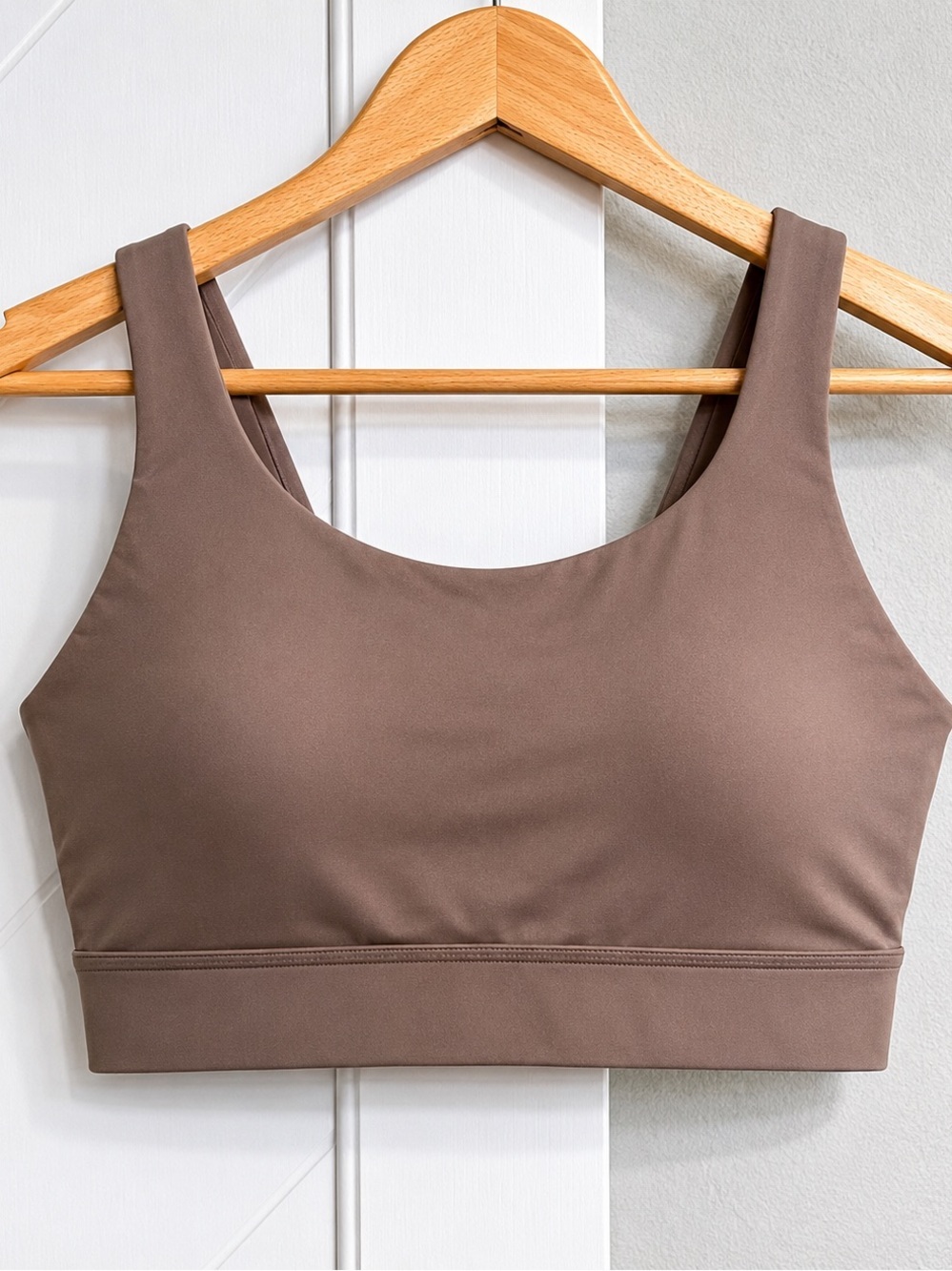 Avia Taupe Sports Bra XL 16-18 Strappy Back Wireless Athleisure